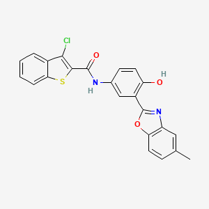 molecular formula C23H15ClN2O3S B4977655 3-chloro-N-[4-hydroxy-3-(5-methyl-1,3-benzoxazol-2-yl)phenyl]-1-benzothiophene-2-carboxamide 