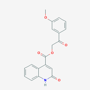 molecular formula C19H15NO5 B497769 2-(3-Methoxyphenyl)-2-oxoethyl 2-hydroxy-4-quinolinecarboxylate 