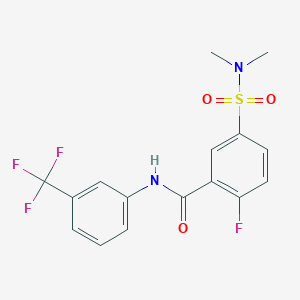 molecular formula C16H14F4N2O3S B4977692 5-[(dimethylamino)sulfonyl]-2-fluoro-N-[3-(trifluoromethyl)phenyl]benzamide 