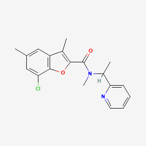 molecular formula C19H19ClN2O2 B4977700 7-chloro-N,3,5-trimethyl-N-[1-(2-pyridinyl)ethyl]-1-benzofuran-2-carboxamide 