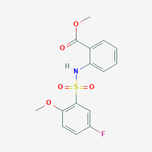 molecular formula C15H14FNO5S B4977705 methyl 2-{[(5-fluoro-2-methoxyphenyl)sulfonyl]amino}benzoate 