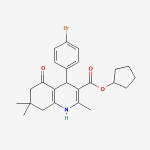 molecular formula C24H28BrNO3 B4977752 cyclopentyl 4-(4-bromophenyl)-2,7,7-trimethyl-5-oxo-1,4,5,6,7,8-hexahydro-3-quinolinecarboxylate 