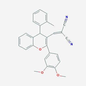 molecular formula C28H22N2O3 B4977763 {[2-(3,4-dimethoxyphenyl)-4-(2-methylphenyl)-4H-chromen-3-yl]methylene}malononitrile 