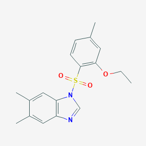 molecular formula C18H20N2O3S B497782 1-((2-ethoxy-4-methylphenyl)sulfonyl)-5,6-dimethyl-1H-benzo[d]imidazole CAS No. 927636-59-7