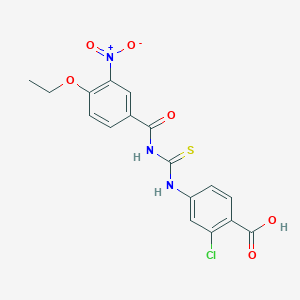 molecular formula C17H14ClN3O6S B4977844 2-chloro-4-({[(4-ethoxy-3-nitrobenzoyl)amino]carbonothioyl}amino)benzoic acid 