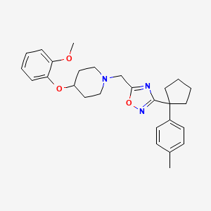 molecular formula C27H33N3O3 B4977852 4-(2-methoxyphenoxy)-1-({3-[1-(4-methylphenyl)cyclopentyl]-1,2,4-oxadiazol-5-yl}methyl)piperidine 