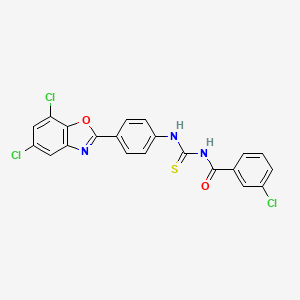 molecular formula C21H12Cl3N3O2S B4977885 3-chloro-N-({[4-(5,7-dichloro-1,3-benzoxazol-2-yl)phenyl]amino}carbonothioyl)benzamide 
