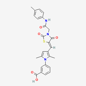 molecular formula C26H23N3O5S B4977906 3-{2,5-dimethyl-3-[(3-{2-[(4-methylphenyl)amino]-2-oxoethyl}-2,4-dioxo-1,3-thiazolidin-5-ylidene)methyl]-1H-pyrrol-1-yl}benzoic acid 