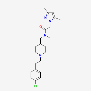molecular formula C22H31ClN4O B4977914 N-({1-[2-(4-chlorophenyl)ethyl]-4-piperidinyl}methyl)-2-(3,5-dimethyl-1H-pyrazol-1-yl)-N-methylacetamide 