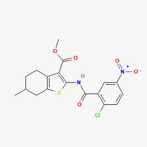 molecular formula C18H17ClN2O5S B4977923 methyl 2-[(2-chloro-5-nitrobenzoyl)amino]-6-methyl-4,5,6,7-tetrahydro-1-benzothiophene-3-carboxylate 