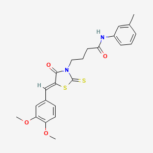 molecular formula C23H24N2O4S2 B4977931 4-[5-(3,4-dimethoxybenzylidene)-4-oxo-2-thioxo-1,3-thiazolidin-3-yl]-N-(3-methylphenyl)butanamide 