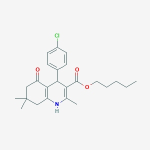 molecular formula C24H30ClNO3 B4977976 pentyl 4-(4-chlorophenyl)-2,7,7-trimethyl-5-oxo-1,4,5,6,7,8-hexahydro-3-quinolinecarboxylate 