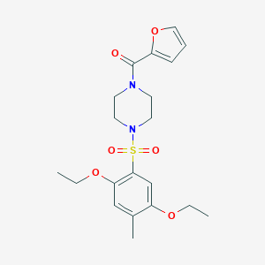 molecular formula C20H26N2O6S B497800 (4-((2,5-Diethoxy-4-methylphenyl)sulfonyl)piperazin-1-yl)(furan-2-yl)methanone CAS No. 927636-70-2