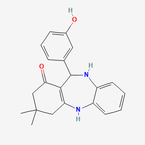 molecular formula C21H22N2O2 B4978004 11-(3-hydroxyphenyl)-3,3-dimethyl-2,3,4,5,10,11-hexahydro-1H-dibenzo[b,e][1,4]diazepin-1-one 