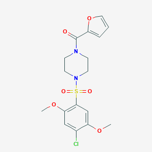 molecular formula C17H19ClN2O6S B497801 (4-((4-Chloro-2,5-dimethoxyphenyl)sulfonyl)piperazin-1-yl)(furan-2-yl)methanone CAS No. 927636-71-3