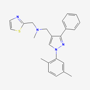 molecular formula C23H24N4S B4978027 1-[1-(2,5-dimethylphenyl)-3-phenyl-1H-pyrazol-4-yl]-N-methyl-N-(1,3-thiazol-2-ylmethyl)methanamine 