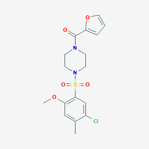 molecular formula C17H19ClN2O5S B497803 (4-((5-氯-2-甲氧基-4-甲苯基)磺酰基)哌嗪-1-基)(呋喃-2-基)甲苯酮 CAS No. 915910-40-6