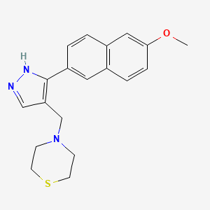 4-{[3-(6-methoxy-2-naphthyl)-1H-pyrazol-4-yl]methyl}thiomorpholine