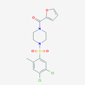 molecular formula C16H16Cl2N2O4S B497805 1-[(4,5-Dichloro-2-methylphenyl)sulfonyl]-4-(2-furoyl)piperazine 