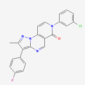 molecular formula C22H14ClFN4O B4978065 7-(3-chlorophenyl)-3-(4-fluorophenyl)-2-methylpyrazolo[1,5-a]pyrido[3,4-e]pyrimidin-6(7H)-one 