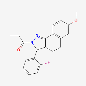 molecular formula C21H21FN2O2 B4978083 3-(2-fluorophenyl)-7-methoxy-2-propionyl-3,3a,4,5-tetrahydro-2H-benzo[g]indazole 