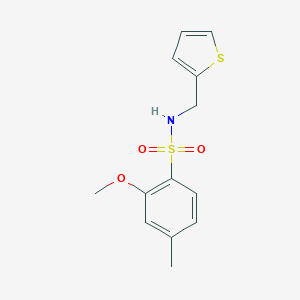 molecular formula C13H15NO3S2 B497810 2-methoxy-4-methyl-N-(2-thienylmethyl)benzenesulfonamide CAS No. 915872-64-9