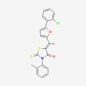 molecular formula C21H14ClNO2S2 B4978172 5-{[5-(2-chlorophenyl)-2-furyl]methylene}-3-(2-methylphenyl)-2-thioxo-1,3-thiazolidin-4-one 