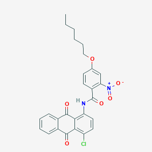 molecular formula C27H23ClN2O6 B4978185 N-(4-chloro-9,10-dioxo-9,10-dihydro-1-anthracenyl)-4-(hexyloxy)-2-nitrobenzamide 