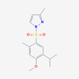 molecular formula C15H20N2O3S B497822 2-isopropyl-5-methyl-4-[(3-methyl-1H-pyrazol-1-yl)sulfonyl]phenyl methyl ether 