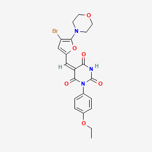 molecular formula C21H20BrN3O6 B4978259 5-{[4-bromo-5-(4-morpholinyl)-2-furyl]methylene}-1-(4-ethoxyphenyl)-2,4,6(1H,3H,5H)-pyrimidinetrione 