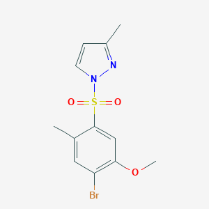 molecular formula C12H13BrN2O3S B497827 1-((4-溴-5-甲氧基-2-甲基苯基)磺酰基)-3-甲基-1H-吡唑 CAS No. 957502-80-6