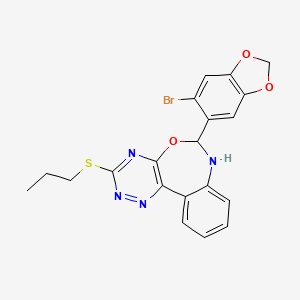 molecular formula C20H17BrN4O3S B4978308 6-(6-bromo-1,3-benzodioxol-5-yl)-3-(propylthio)-6,7-dihydro[1,2,4]triazino[5,6-d][3,1]benzoxazepine 
