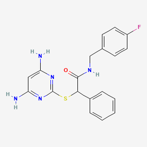 molecular formula C19H18FN5OS B4978333 2-[(4,6-diamino-2-pyrimidinyl)thio]-N-(4-fluorobenzyl)-2-phenylacetamide 