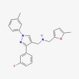 molecular formula C23H22FN3O B4978351 1-[3-(3-fluorophenyl)-1-(3-methylphenyl)-1H-pyrazol-4-yl]-N-[(5-methyl-2-furyl)methyl]methanamine 