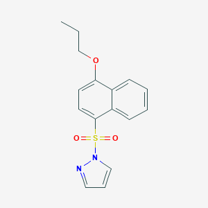 molecular formula C16H16N2O3S B497836 propyl 4-(1H-pyrazol-1-ylsulfonyl)-1-naphthyl ether 