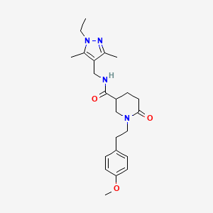 molecular formula C23H32N4O3 B4978378 N-[(1-ethyl-3,5-dimethyl-1H-pyrazol-4-yl)methyl]-1-[2-(4-methoxyphenyl)ethyl]-6-oxo-3-piperidinecarboxamide 