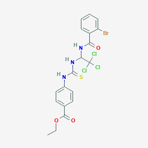 molecular formula C19H17BrCl3N3O3S B4978410 ethyl 4-{[({1-[(2-bromobenzoyl)amino]-2,2,2-trichloroethyl}amino)carbonothioyl]amino}benzoate 