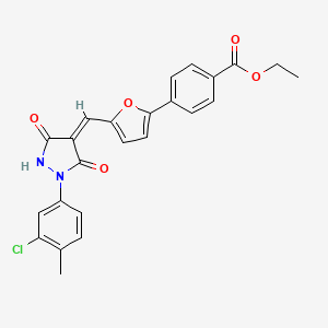 molecular formula C24H19ClN2O5 B4978447 ethyl 4-(5-{[1-(3-chloro-4-methylphenyl)-3,5-dioxo-4-pyrazolidinylidene]methyl}-2-furyl)benzoate 