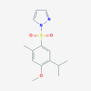 molecular formula C14H18N2O3S B497845 1-((5-isopropyl-4-methoxy-2-methylphenyl)sulfonyl)-1H-pyrazole CAS No. 957494-98-3