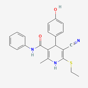 molecular formula C22H21N3O2S B4978483 5-cyano-6-(ethylthio)-4-(4-hydroxyphenyl)-2-methyl-N-phenyl-1,4-dihydro-3-pyridinecarboxamide 