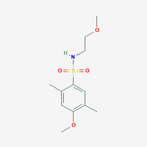 molecular formula C12H19NO4S B497850 4-methoxy-N-(2-methoxyethyl)-2,5-dimethylbenzenesulfonamide CAS No. 915935-11-4