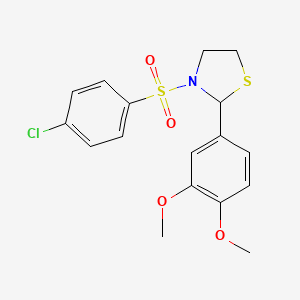 molecular formula C17H18ClNO4S2 B4978517 3-[(4-chlorophenyl)sulfonyl]-2-(3,4-dimethoxyphenyl)-1,3-thiazolidine 