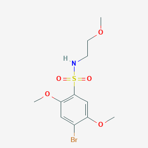 molecular formula C11H16BrNO5S B497853 4-bromo-2,5-dimethoxy-N-(2-methoxyethyl)benzenesulfonamide CAS No. 915933-30-1