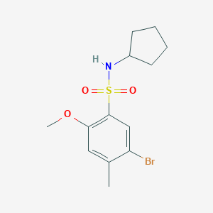 molecular formula C13H18BrNO3S B497858 5-bromo-N-cyclopentyl-2-methoxy-4-methylbenzenesulfonamide CAS No. 927636-85-9