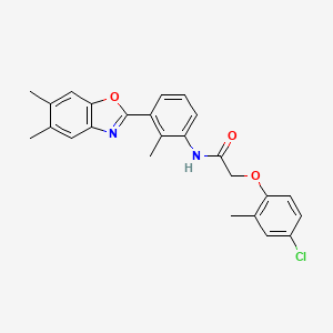 2-(4-chloro-2-methylphenoxy)-N-[3-(5,6-dimethyl-1,3-benzoxazol-2-yl)-2-methylphenyl]acetamide