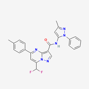 molecular formula C25H20F2N6O B4978644 7-(difluoromethyl)-5-(4-methylphenyl)-N-(3-methyl-1-phenyl-1H-pyrazol-5-yl)pyrazolo[1,5-a]pyrimidine-3-carboxamide 