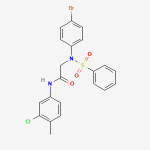 molecular formula C21H18BrClN2O3S B4978652 N~2~-(4-bromophenyl)-N~1~-(3-chloro-4-methylphenyl)-N~2~-(phenylsulfonyl)glycinamide 