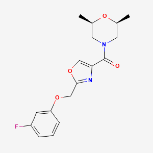 molecular formula C17H19FN2O4 B4978683 (2R*,6S*)-4-({2-[(3-fluorophenoxy)methyl]-1,3-oxazol-4-yl}carbonyl)-2,6-dimethylmorpholine 