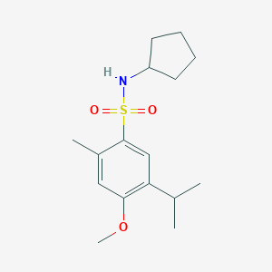 molecular formula C16H25NO3S B497869 N-cyclopentyl-5-isopropyl-4-methoxy-2-methylbenzenesulfonamide CAS No. 927636-87-1