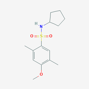 molecular formula C14H21NO3S B497871 N-cyclopentyl-4-methoxy-2,5-dimethylbenzenesulfonamide CAS No. 915929-42-9